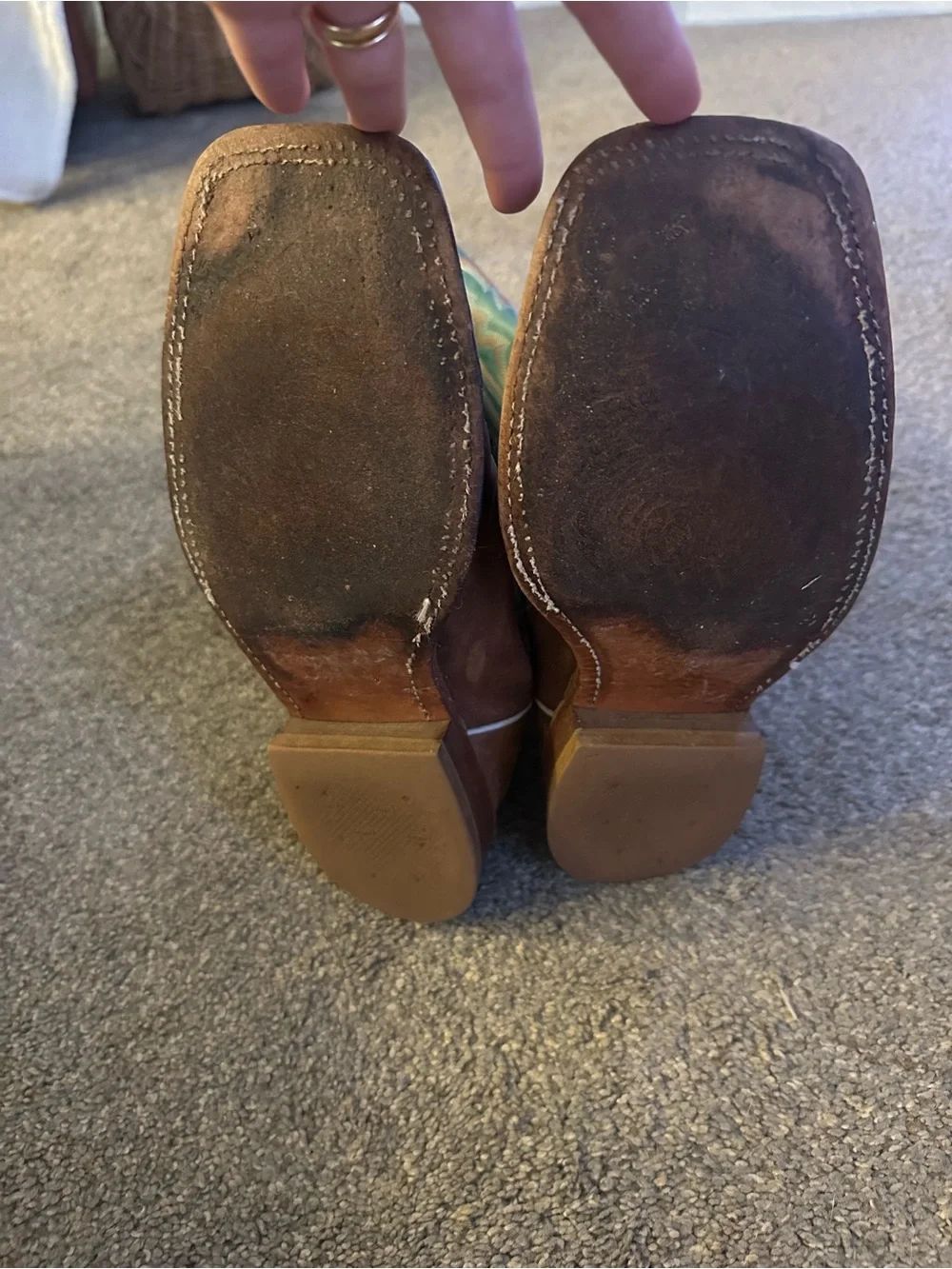 Justin Boots Mens Brown Foot Teal Shaft Western Boots